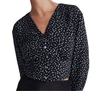 NWT Madewell Rosalind Floral Cropped Button Top M
